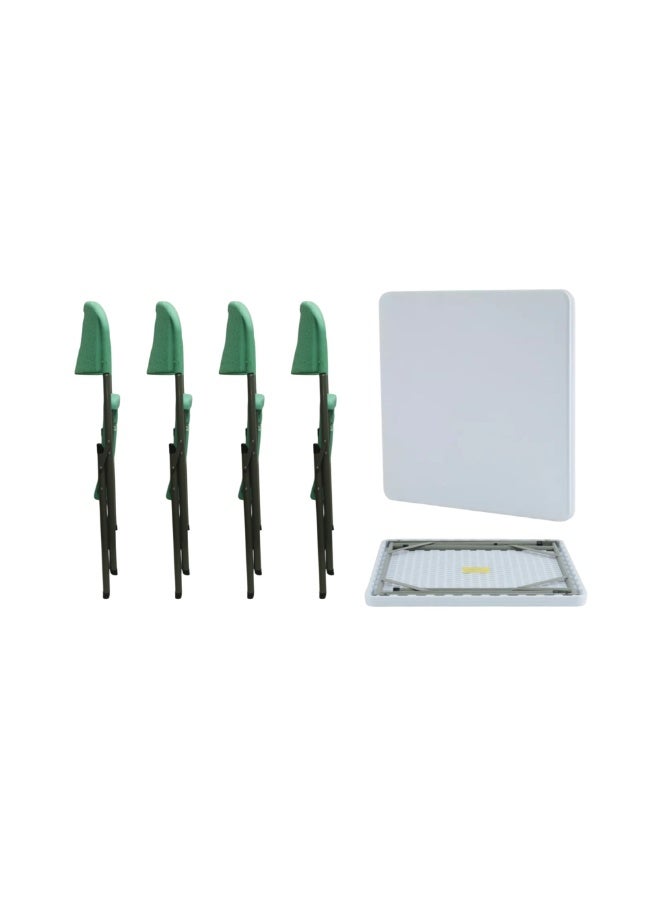 SunBoat Commerce 5-piece folding furniture set featuring an 88 cm table and four lime green chairs - Image 5